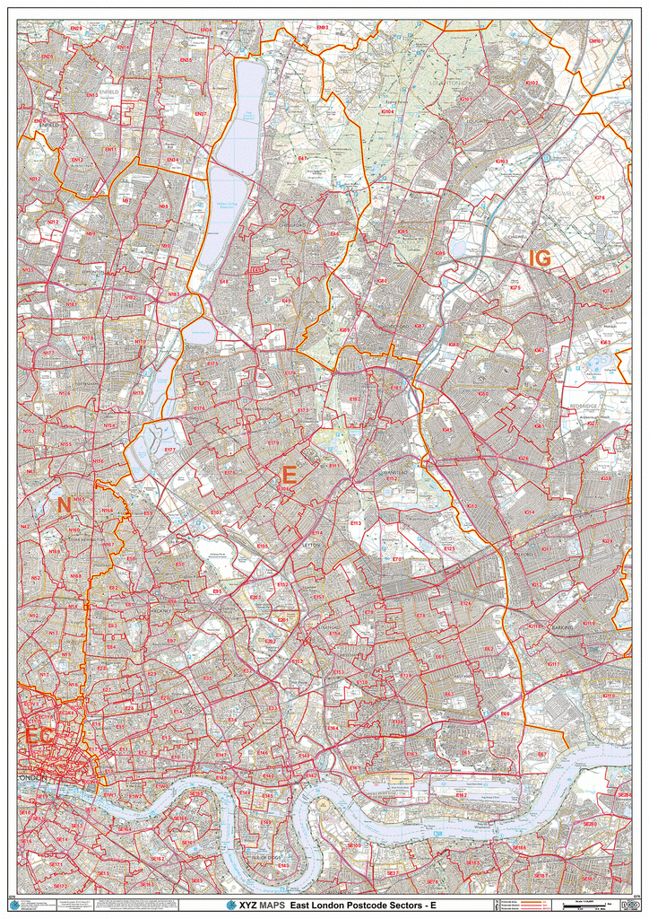 East London Postcode Map (e) – Map Logic