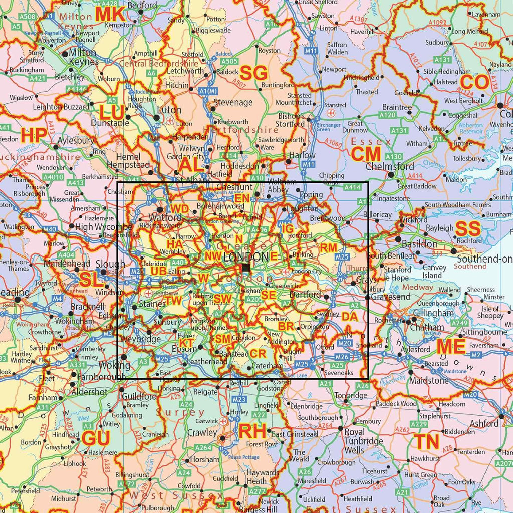 Huge Uk Postcode Area Map With County Shading Or Pdf Download Ar2 Map Logic 4739