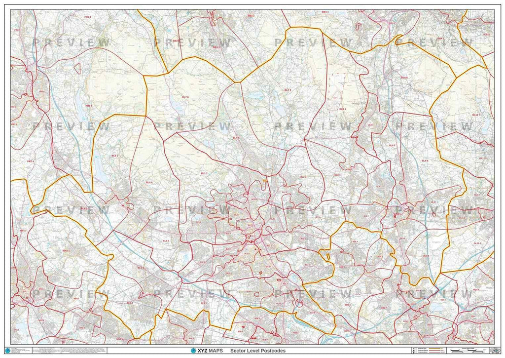 BL Postcode Map for the Bolton Postcode Area GIF or PDF Download – Map ...