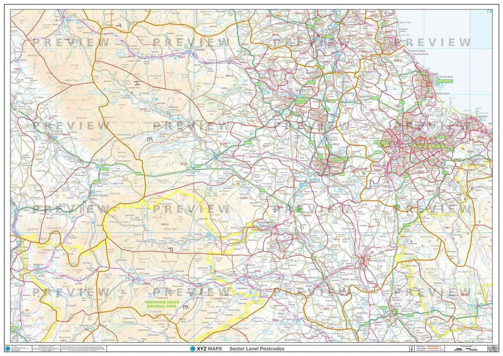 DL Postcode Map for the Darlington Postcode Area GIF or PDF Download ...