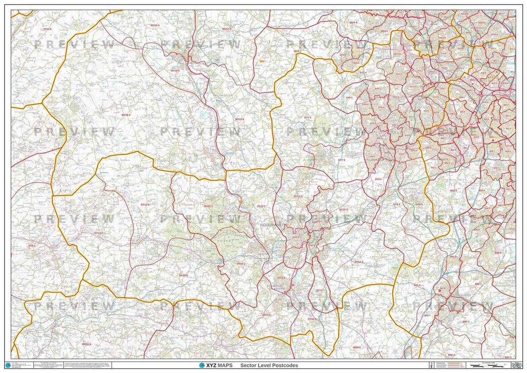 DY Postcode Map for the Dudley Postcode Area GIF or PDF Download – Map ...