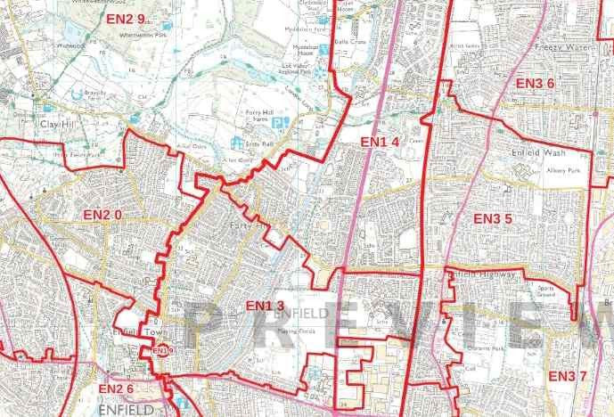 Enfield Postcode Map (EN) – Map Logic