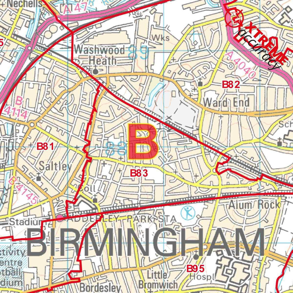 Greater Birmingham Area Laminated Postcode Sector Map – Map Logic