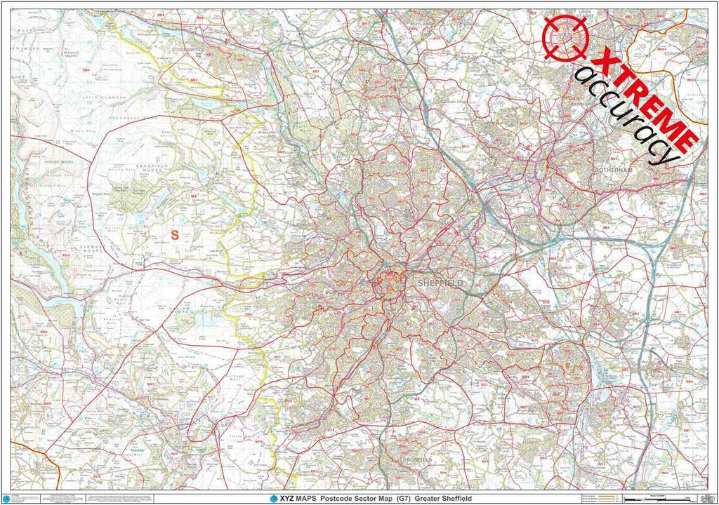 Greater Sheffield Area Postcode Sector Map (G7) GIF or PDF Download ...