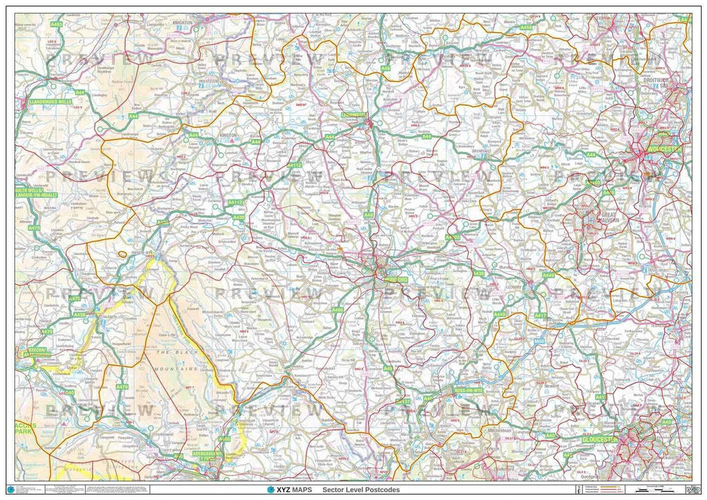 HR Postcode Map for the Hereford Postcode Area GIF or PDF Download ...