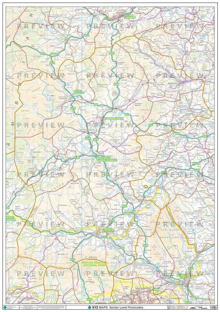 LD Postcode Map for the Llandrindod Wells Postcode Area GIF or PDF Dow ...