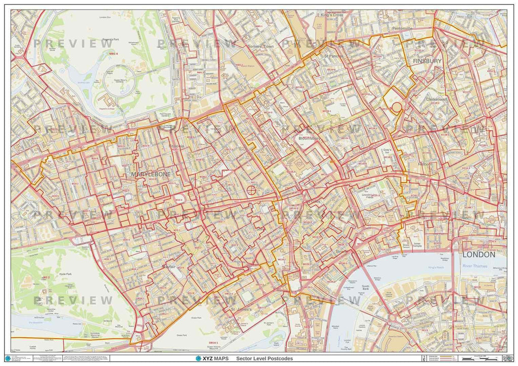 London Postcode Map for the WC Postcode Area GIF or PDF Download – Map ...