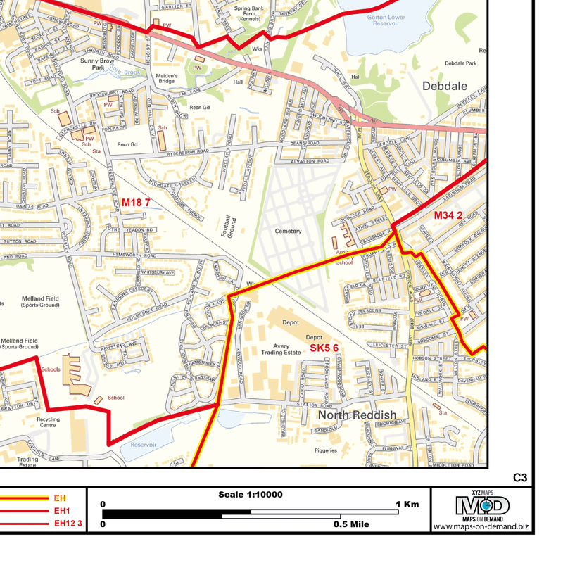 Manchester City Centre Laminated Postcode Sector Map – Map Logic