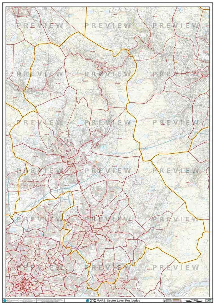 OL Postcode Map for the Oldham Postcode Area GIF or PDF Download – Map ...