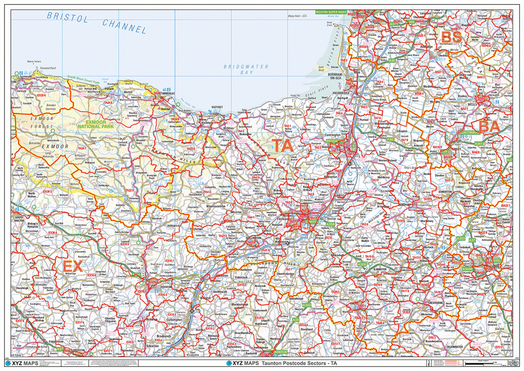 Taunton Postcode Map (TA) – Map Logic