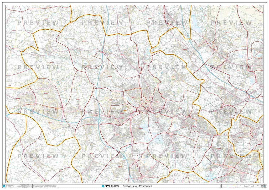 WN Postcode Map for the Wigan Postcode Area GIF or PDF Download – Map Logic